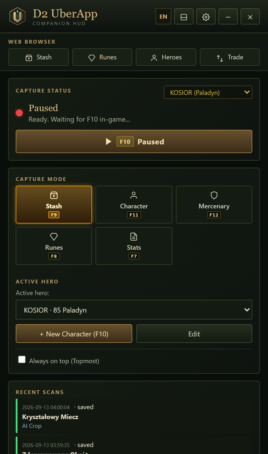 Pływający panel Companion HUD.